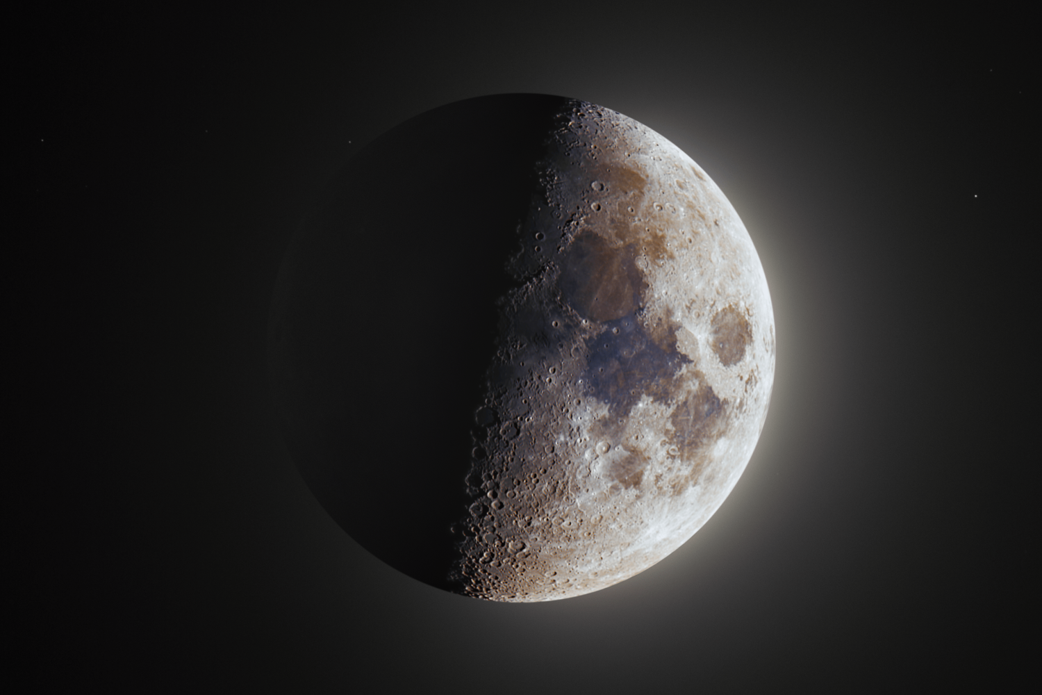 HDR Composite Moon - Sigma 150-600 mm EF - Im Garten - 01.11.2022 -First Quarter (Half-Crescent Moon) 1-1-min